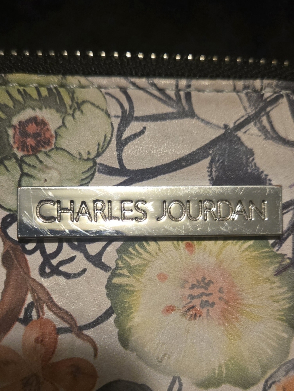 Charles Jourdan Floral Crossbody - Cream with Orange, Green, Blue Accents - Picture 7 of 9